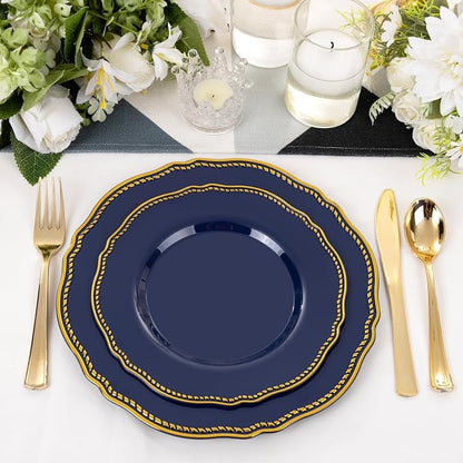 60 Pcs Blue Gold Dessert Plates - Image 6