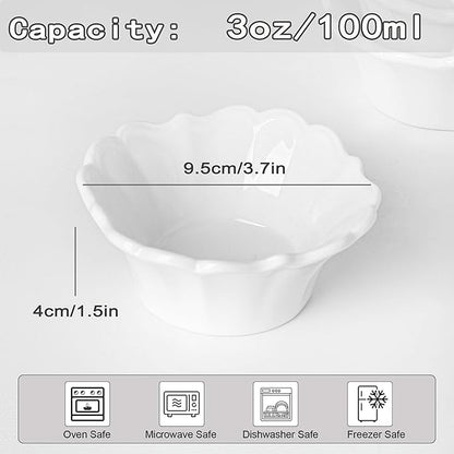 UIBFCWN 3.3oz White Dipping Bowl Set of 10, 3.7inch Ceramic Soy Sauce Dishes, Small Pinch Bowls for Condiment Sushi Olive Oil Ketchup, Dipping Sauce Cups/Bowls/Dishes for Kitchen