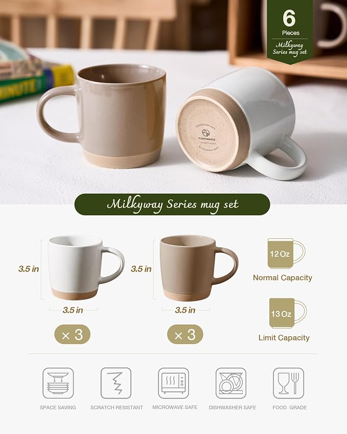 famiware Coffee Mugs for 6, 13 oz Mug Set, Dringking Cup - Image 4