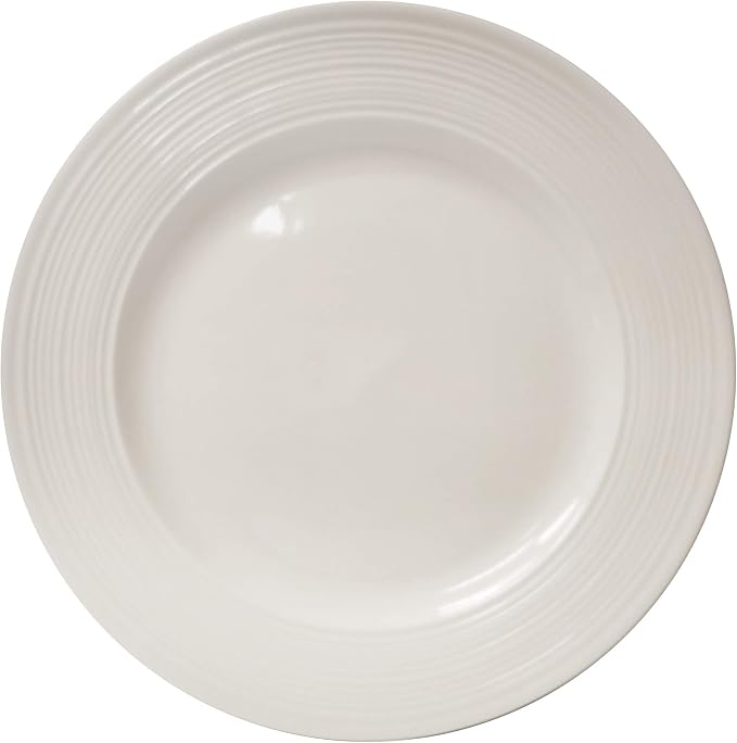 Tabletops Gallery Embossed Bone White Porcelain Round Dinnerware Collection- - Image 8