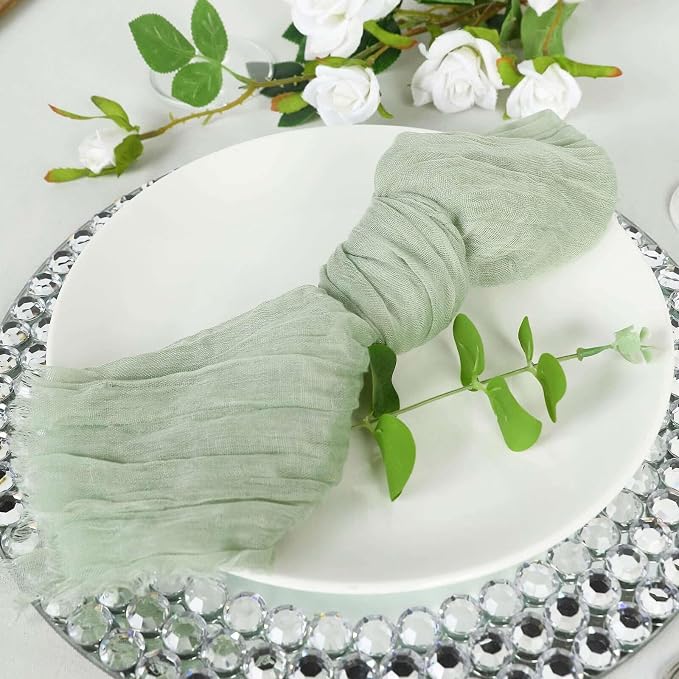 Efavormart 5 Pack 24"x19" Sage Green Matte Gauze Cheesecloth Napkins, Botanical - Image 2