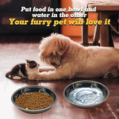 Hamiledyi 12 Pcs Stainless Steel Cat Bowls Replacement Whisker Fatigue Relief Cat Plates Pet Water Dish Shallow Kitten Bowls Pet Bowls for Dogs Cats and Other Small Animals (7.68 Inch Diameter)