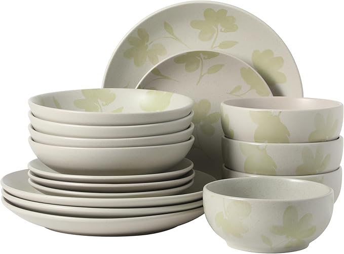 Gibson Home Admiral Hall Plates and Bowls Set, 16-Piece Floral Dinnerware Set by GibsonHomewares