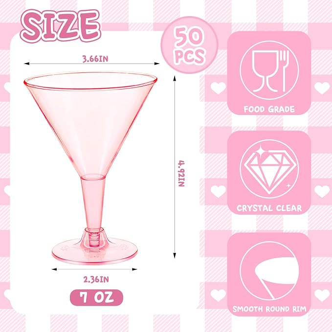50 Pack 7 oz Plastic Martini Glasses - Image 2