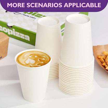 12 oz White Paper Coffee Cups, Disposable Hot Cups - Image 5