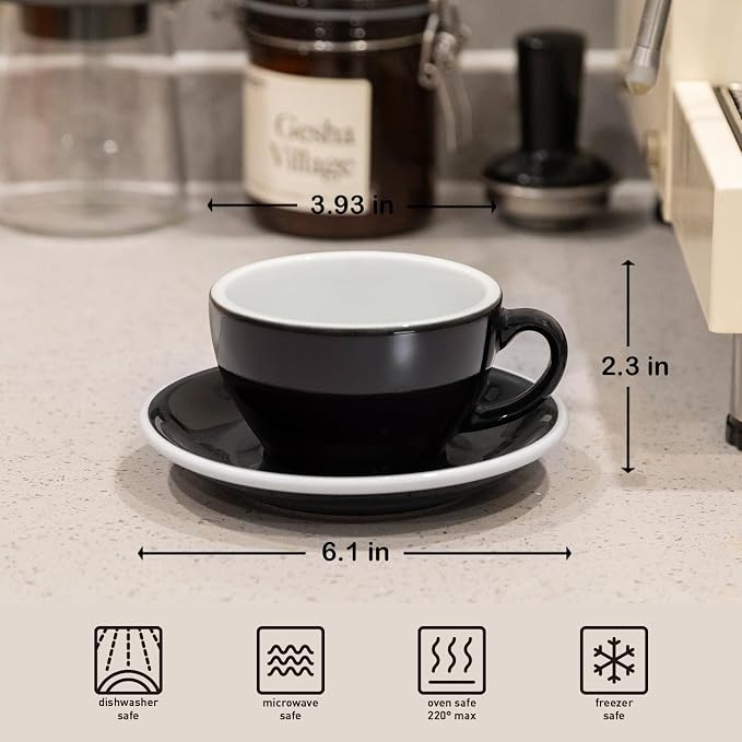 Loveramics Cappuccino Cup with Saucer, 8 oz Ceramic Coffee cup with Round Bottom - Image 5