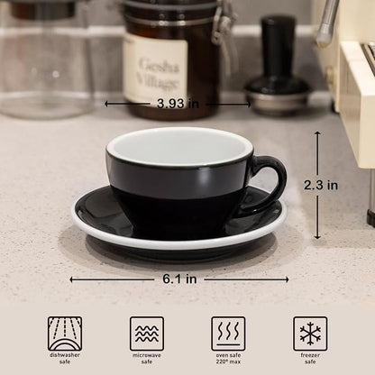 Loveramics Cappuccino Cup with Saucer, 8 oz Ceramic Coffee cup with Round Bottom - Image 5