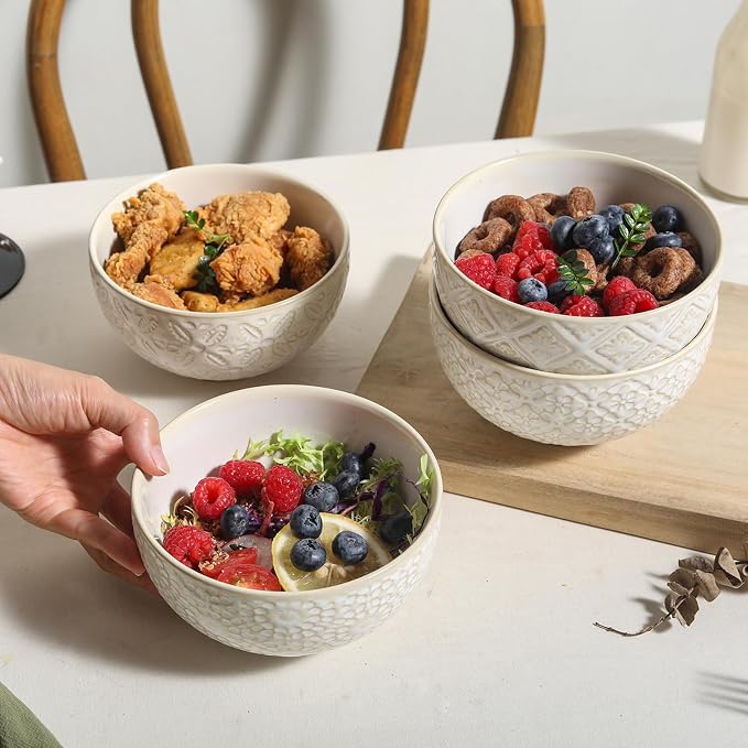 26 OZ Cereal Bowls Set of 4, Ceramic Soup Bowl - Image 3