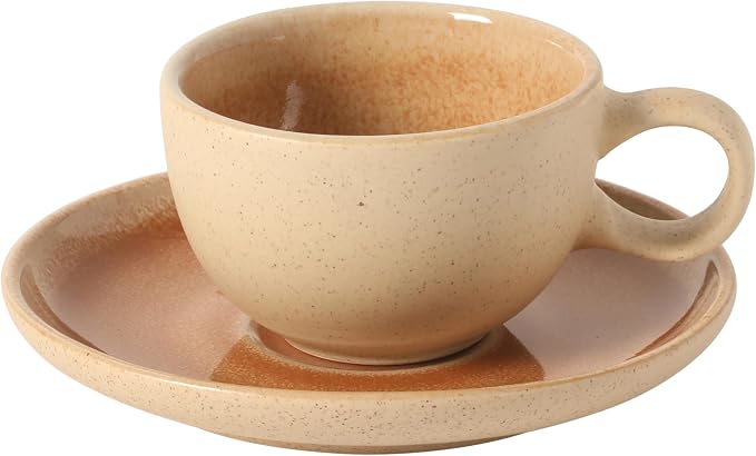 Gibson Elite Manila Bay 8-Piece Stoneware 5 oz Cup and Saucer Set, Reactive - Image 8