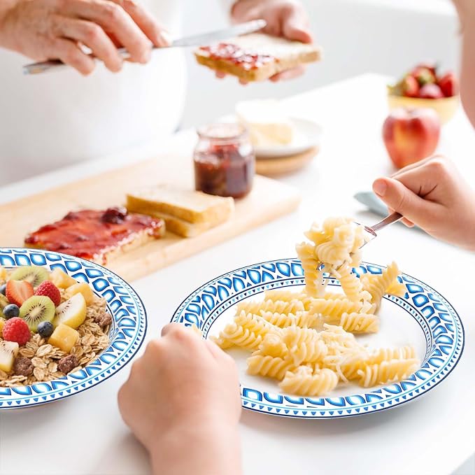 Clawsoff 10 Inch 140 Count Paper Plates Heavy Duty Disposable Plates Blue | Cut - Image 6