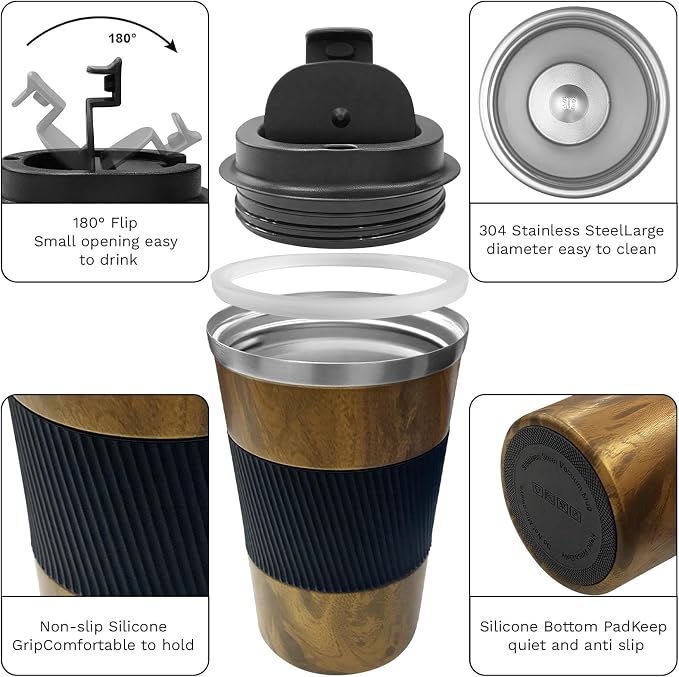 Insulated Travel Coffee Mug, Stainless Steel Coffee Cup - Image 2
