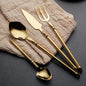 Gold Silverware Set for 10 Durable 18/10 Stainless Steel Flatware Set Creative Styles 40 Piece Modern Cutlery Tableware Utensils Set for Home Kitchen Wedding Restaurant Knives forks and Spoons