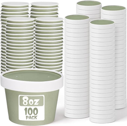 Fulmoon 100 Pack Paper Soup Containers by Fulmoon