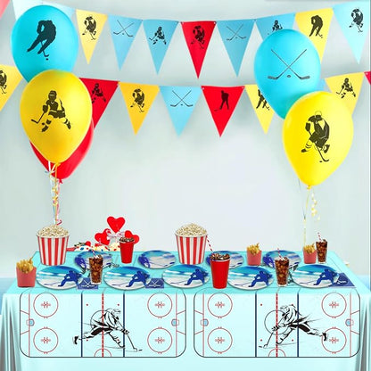 180Pcs Ice Hockey Party Supplies Paper Plates and Napkins Serve 60 | Disposable - Image 5