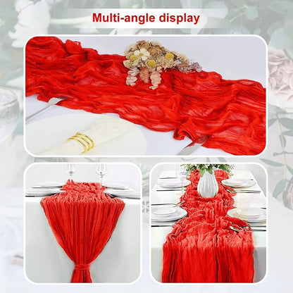 6 Pack Red Cheesecloth Table Runner 35x120 Inch 10Ft Rustic Gauze Cheese Cloth - Image 5