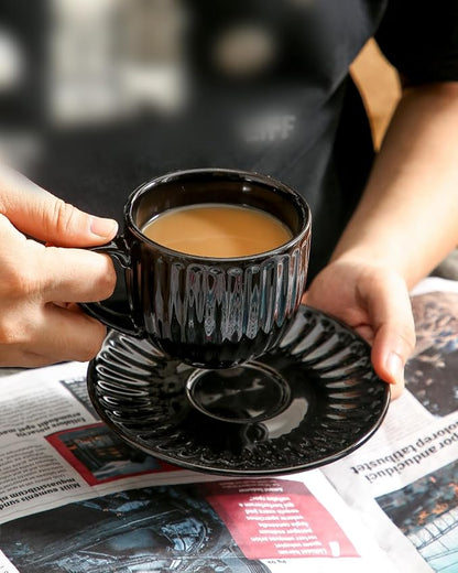 Hasense Ceramic Cappuccino Cups and Saucers - 8 Oz - Image 7