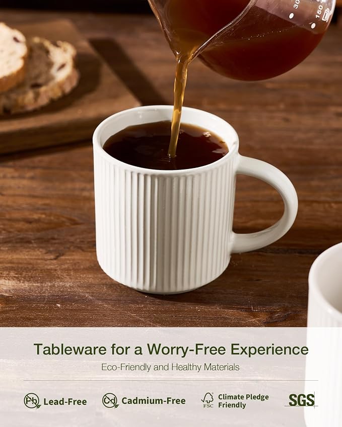 famiware Coffee Mug Set for 4, Star 12 oz Catering Mugs Cup Set - Image 8