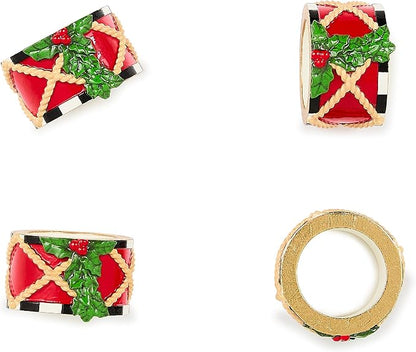 MACKENZIE-CHILDS Set of 4 Polyresin Napkin Rings, Cute Napkin-Holder Rings by Unknown