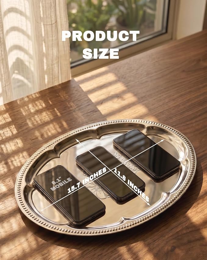 4-Pack 15.7" x 11.8" Silver Serving Trays - Image 3