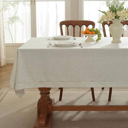 Linen Blend Handmade Hemstitched Tablecloth - Image 2