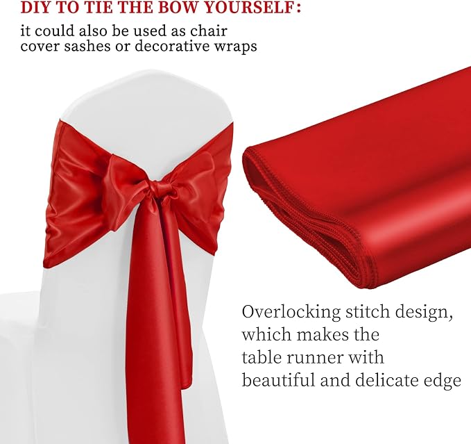 12 Pack Red Satin Table Runner 12 x 108 Inch Long Premium Table Runners - Image 4
