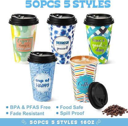 50 Pack 16 oz Disposable Coffee Cups - Image 2