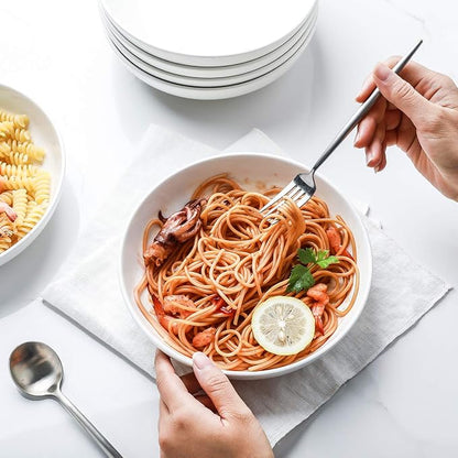 Selamica Ceramic 7.8 inch pasta bowls, 26 Ounce large porcelain salad soup bowls - Image 3