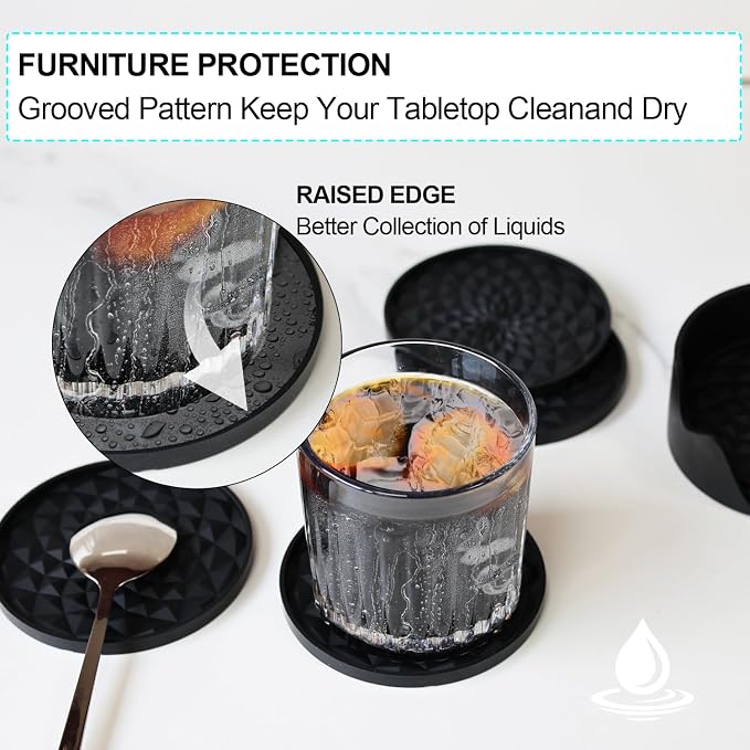 Silicone Coasters with Holders Drink Coasters, Table Cup Mat, - Image 5