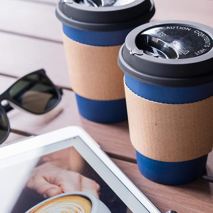 Disposable Coffee Cups With Lids - 12 oz To Go Coffee Cup. Travel Cups Hold - Image 3