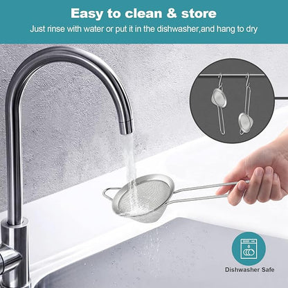 2 Pack Fine Mesh Strainer, Small Stainless Steel Sieves - Image 6