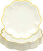 Beige Party Plates Cream Dessert Paper Plates 7inch Gold Foil Scalloped Edge Disposable Cake Plates for Tea Party Birthday Bridal Baby Shower Wedding Party Supplies (48, Beige)