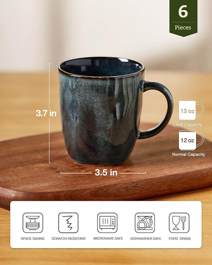 famiware Coffee Mugs Set of 6, Ocean Square 13oz Coffee Cup Set - Image 4