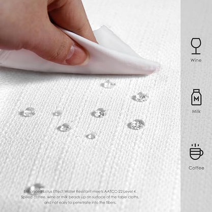 BALCONY & FALCON Rectangle Tablecloth Washable Wrinkle Resistant and Water Proof Table Cloth Decorative Linen Fabric Tablecloths for Dining Parties Kitchen Wedding and Outdoor Use (White, 57x118)