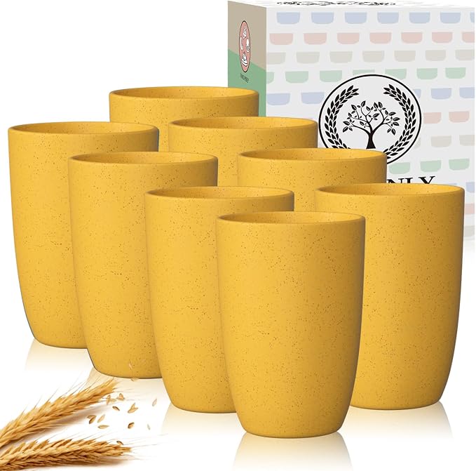 Homienly 8pcs Wheat Straw Fiber Cups, 20 Oz Reusable Drinking Cups, Unbreakable by HOMIENLY