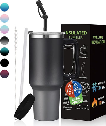 40 oz Insulated Tumbler for 100% Leak Proof, Stainless Steel Reusable Cups by BENZZO