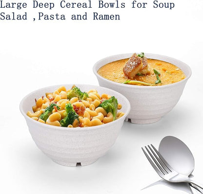 Homestockplus Unbreakable Cereal Bowls 30 OZ Ramen Bowl Microwave and Dishwasher Safe BPA-Free Eco-Friendly Deep Soup Bowl for Cereal, Salad, Soup, Rice（NOT CERAMIC） [Set of 8]