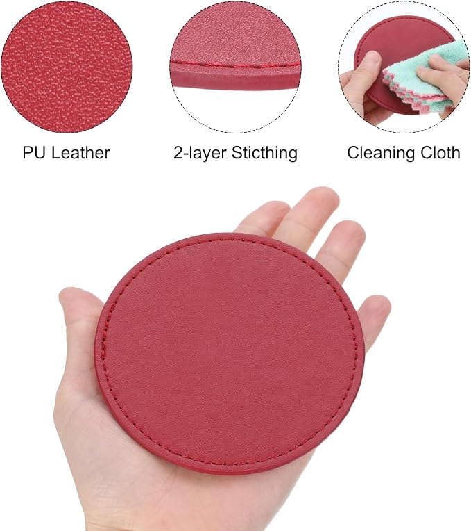 uxcell 1 Set Leather Coasters for Drinks, Drink Coasters - Image 3