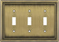 Henne Bery Sunken Pearls Heavy Duty Decorative Wall Plate Switch Plate Outlet Cover (Triple Toggle, Antique Brass)