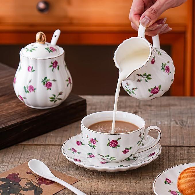 Rose Flowers Ceramic Tea Set，Tea Sets - Image 5