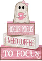 Moucuny 4 Pcs Pink Halloween Table Decorations Coffee Ghost Wooden Stacked by Moucuny