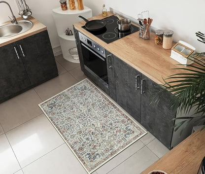 Keen Home Design 2x3 Rug - Machine Washable Entry Rug with Non-Slip Backing, Ideal for Enteryway, Kitchen, Bathroom, Laundry Room - Vintage, Easy Clean, Durable, Low Pile Rug - (2' x 3')
