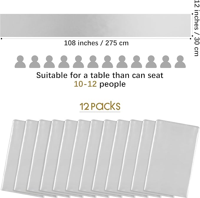 ANECO 4 Pack Satin Table Runner 12 x 108Inch Long Bright Silk and Smooth Fabric - Image 2