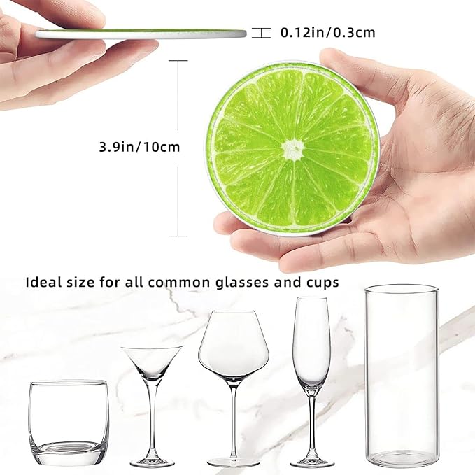 6 Pack Tropical Lime Slice Coaster - Image 4