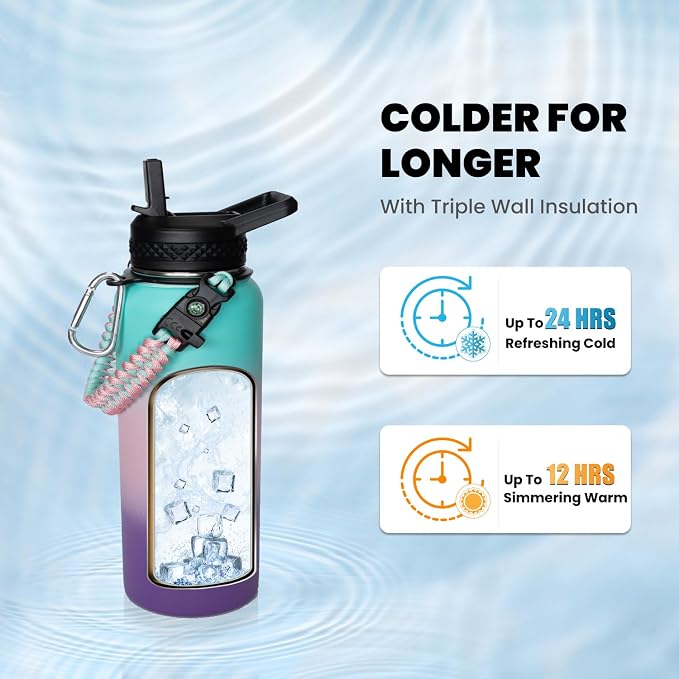 RAYMYLO Insulated Water Bottle 32 oz, Triple Wall Vacuum Stainless Steel | - Image 2