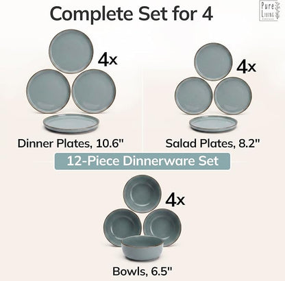 12 Piece Stoneware Dinnerware Set - Image 6