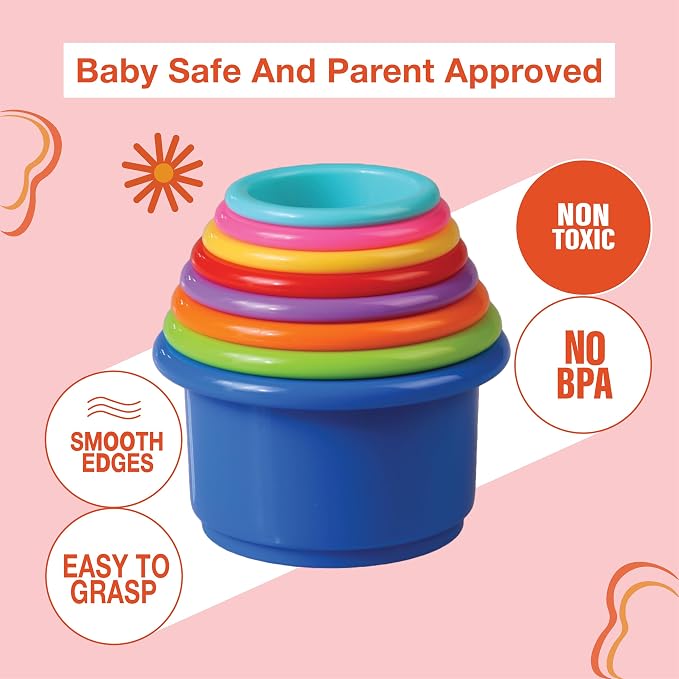 Colorful Stacking Cups for Babies and Toddlers, Montessori Play, Early Learning - Image 2