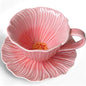 10 oz Tea Cups and Saucers, Ceramic Flower-shaped Cappuccino Cup, Latte Cup and by JUSONEY