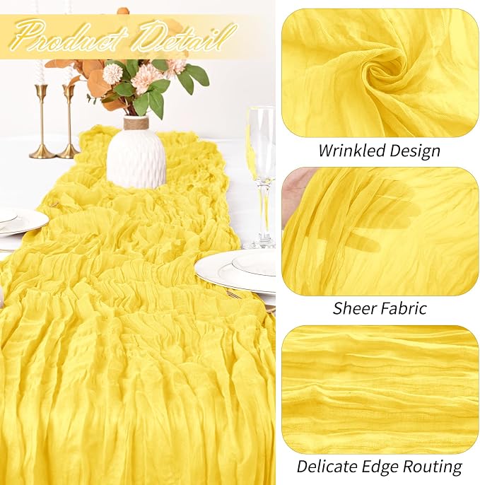 15 Pack Lemon Yellow Cheesecloth Table Runner 17 x 108 inch Cheese Cloth Table - Image 3