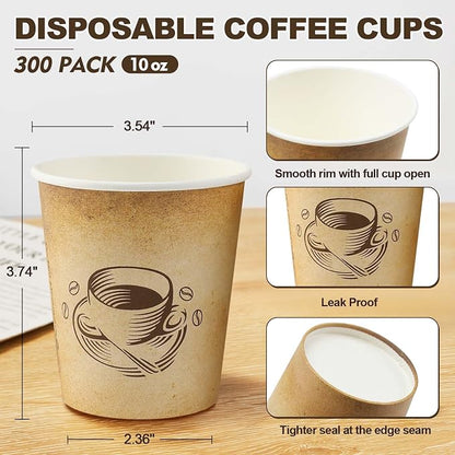 Clawsoff 200 Pack 10 oz Coffee Cups Disposable Paper Cups | Disposable Drinking - Image 2