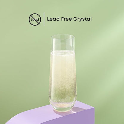 JoyJolt Milo Stemless Champagne Flutes Set of 8 Crystal Glasses. 9.5oz Prosecco - Image 6